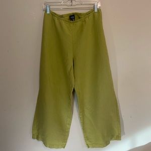 Eileen Fisher L Pants 100% Linen Green Zipper
